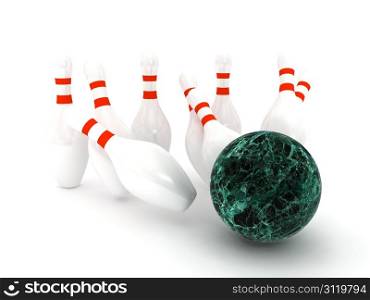 Bowling Pins on white background. 3d render