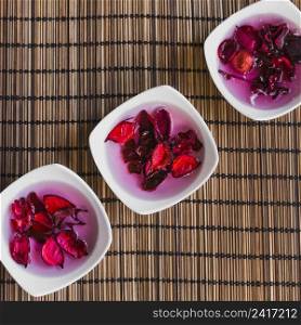 bowls with essential oil petals