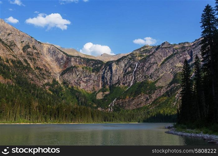 Bowman lake in Glacier National Park, Montana, USA