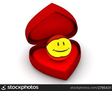 Box as heart with a smile. 3d