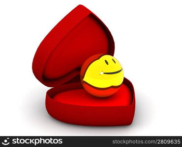 Box as heart with a smile. 3d