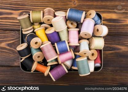 box colorful thread spools