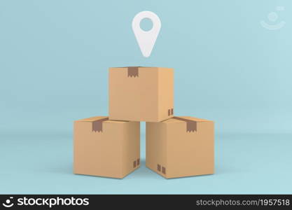 box export carton on mint background .3D rendering