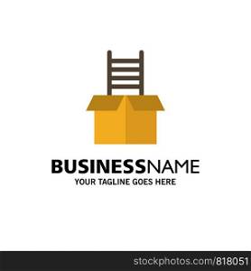 Box, Gift, Success, Climb Business Logo Template. Flat Color