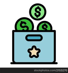 Box money startup icon. Outline box money startup vector icon color flat isolated. Box money startup icon color outline vector