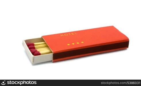 Box of hotel matches isolated on white