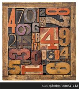 box of numbers - numerical abstract - a variety of letterpress wood type printing blocks