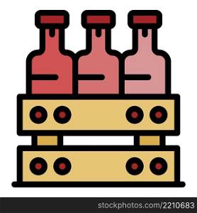 Box with alcohol icon. Outline box with alcohol vector icon color flat isolated. Box with alcohol icon color outline vector