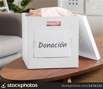 box with donations during economy crisis