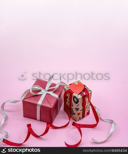 Box with festive bow. Gift Box. Holiday Gift. Gift wrapping.. Gift Box. Holiday Gift. Gift wrapping. Box with festive bow.