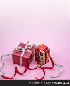 Box with festive bow. Gift Box. Holiday Gift. Gift wrapping.. Gift Box. Holiday Gift. Gift wrapping. Box with festive bow.