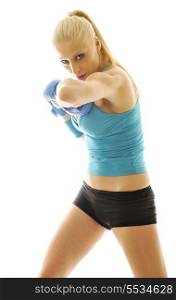 boxer woman isolated on white