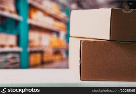 boxes in a warehouse home delivery and online shopping