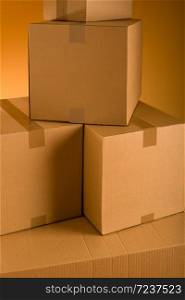 Boxes in an empty room representing concept of home moving