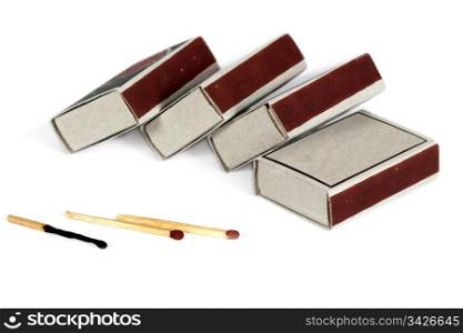Boxes of matches, isolated on a white background