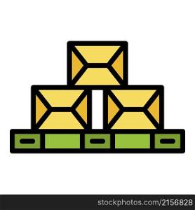 Boxes on pallet icon. Outline boxes on pallet vector icon color flat isolated. Boxes on pallet icon color outline vector