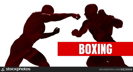 Boxing Class with Silhouette of Two Men Fighting. Boxing