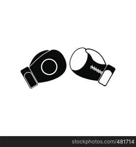 Boxing gloves black simple icon isolated on white background. Boxing gloves black simple icon