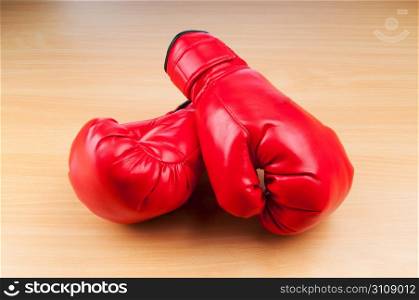 Boxing gloves on the table