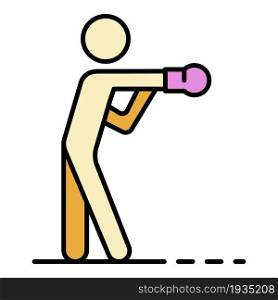 Boxing man icon. Outline boxing man vector icon color flat isolated. Boxing man icon color outline vector