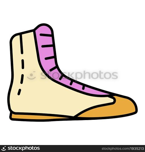 Boxing shoe icon. Outline boxing shoe vector icon color flat isolated. Boxing shoe icon color outline vector