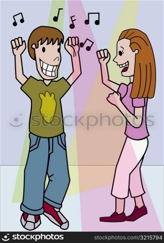 Boy and a girl dancing together