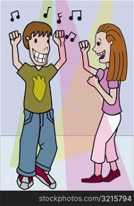 Boy and a girl dancing together