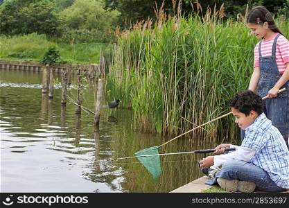 Boy and Girl Fishing