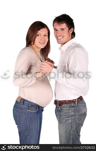 boy and pregnant girl face-to-face