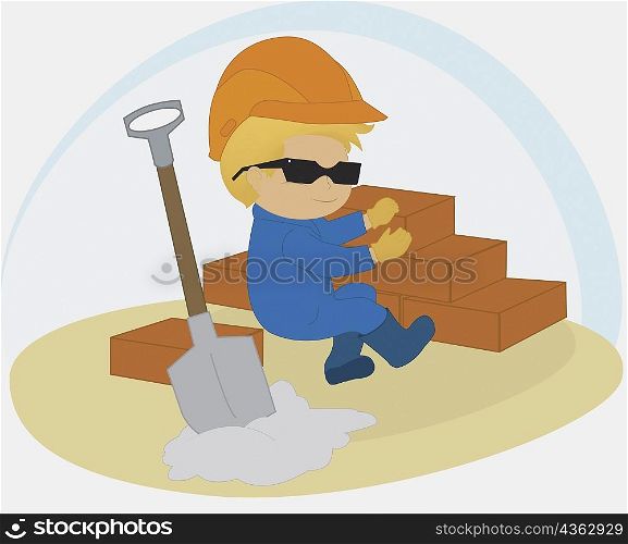 Boy at a construction site
