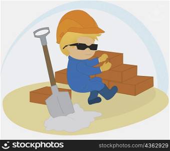 Boy at a construction site
