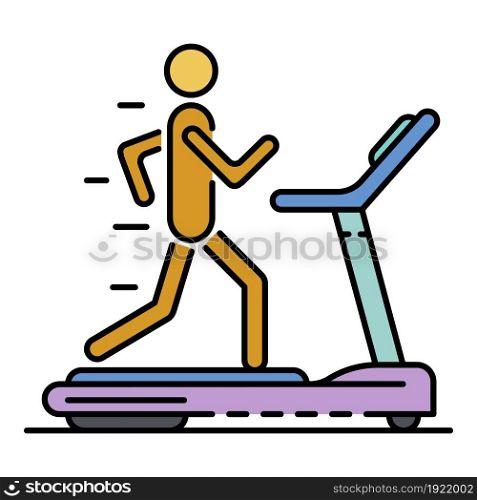 Boy at treadmill icon. Outline boy at treadmill vector icon color flat isolated on white. Boy at treadmill icon color outline vector
