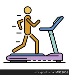 Boy at treadmill icon. Outline boy at treadmill vector icon color flat isolated on white. Boy at treadmill icon color outline vector