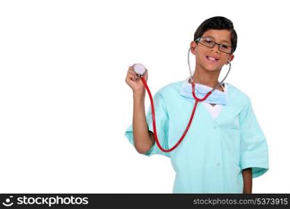 Boy dressed as a doctor