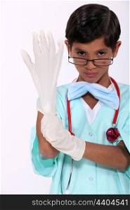 Boy dressed as a surgeon