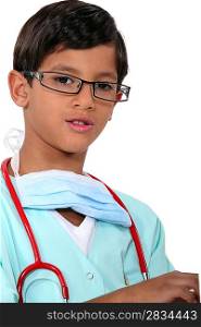 Boy dressed as doctor