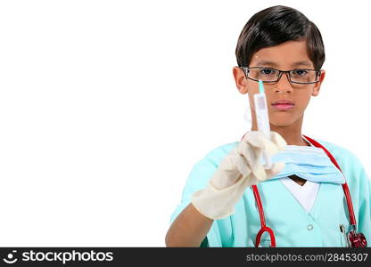 Boy dressed as nurse