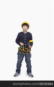 Boy dressed up as constructor