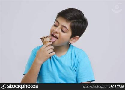 Boy eating ice cream
