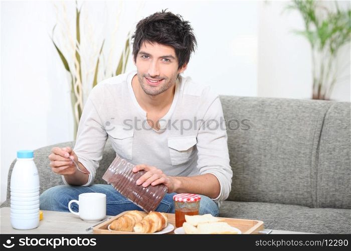 Boy having breakfast