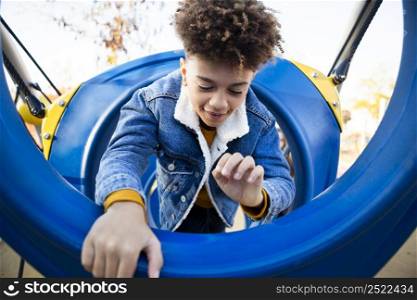 boy having fun playground