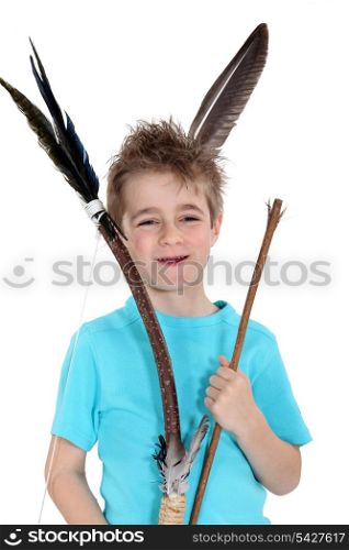 Boy holding bow and arrow