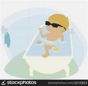 Boy in a bathtub