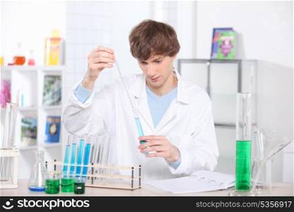 Boy in laboratory