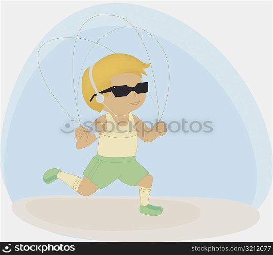 Boy jumping a rope