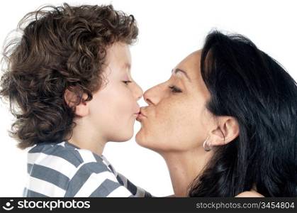 boy kiss his mother in the Mothers day