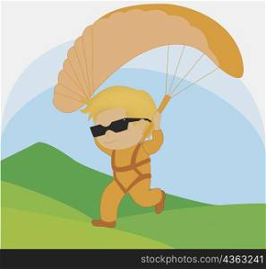 Boy parachuting