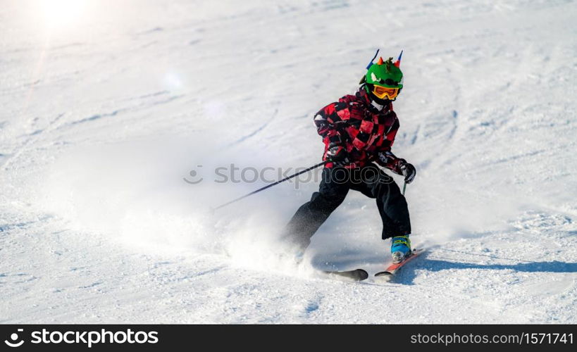 Boy skiing