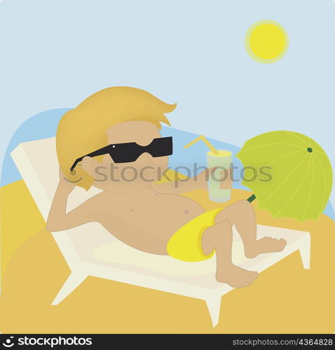 Boy sunbathing