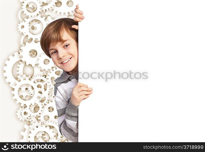 Boy with a blank billboard